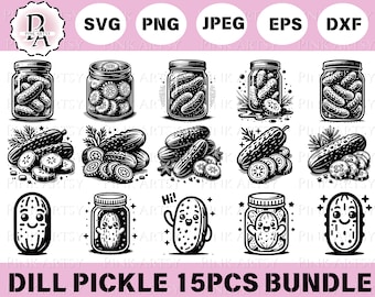 Dill Pickles Clipart Bundle: SVG, PNG, Cricut, Laser Cut (Digital Download)