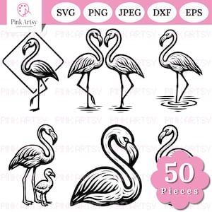 Flamingo SVG Bundle – Bird Animal Clipart Graphics (Digital Download)