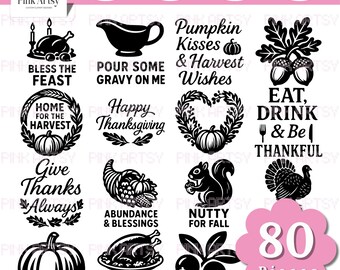 Thanksgiving SVG Bundle: Fall Harvest Clipart (Digital Download)