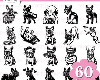 French Bulldog Clipart SVG Bundle | Frenchie Lover, Pet Animal (Digital Download)