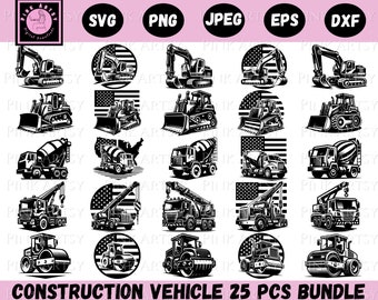 construction bundle svg png construction vehicle clipart heavy equipment excavator png road roller truck concrete mixer bulldozer truck svg