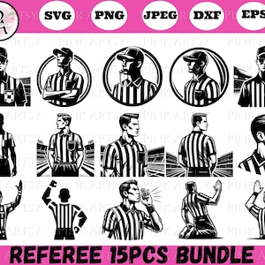 referee bundle svg png jpeg dxf eps referee in sports field clipart sports official referee svg cricut file referee silhouette referee logo