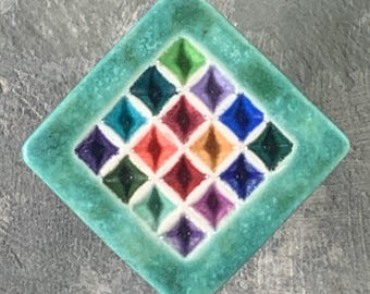 Diamondback Duffy Knobs ~ Ceramic Pull ~ Cabinet knobs ~ Rainbow ~ Multi Colored