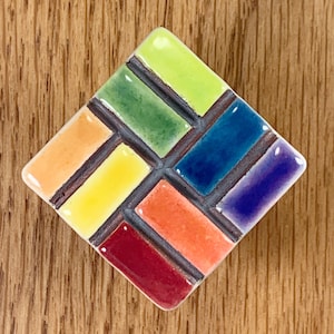 Gordie Knob  ~ Ceramic Pull ~ Cabinet Hardware ~ Cabinet Knobs ~ Green ~ Blue ~ Red ~ Yellow ~ Orange ~ Purple
