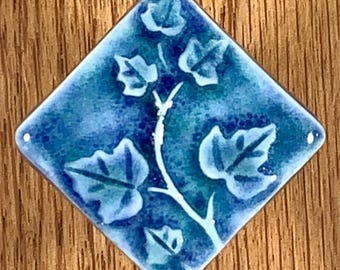 Maple Leaf Crackle Knob: Handmade Stoneware Cabinet Hardware