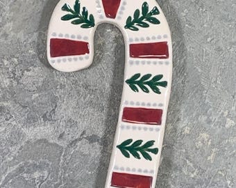 Candy Cane Christmas Ornament ~ White ~ Red ~ Green
