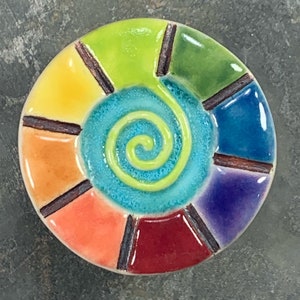 Boho Knob  ~ Ceramic Pull ~ Cabinet Hardware ~ Green ~ Blue ~ Red ~ Yellow ~ Orange ~ Purple