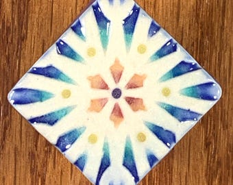 Ceramic Cabinet Knob: Blue Purple Floral Drawer Pull