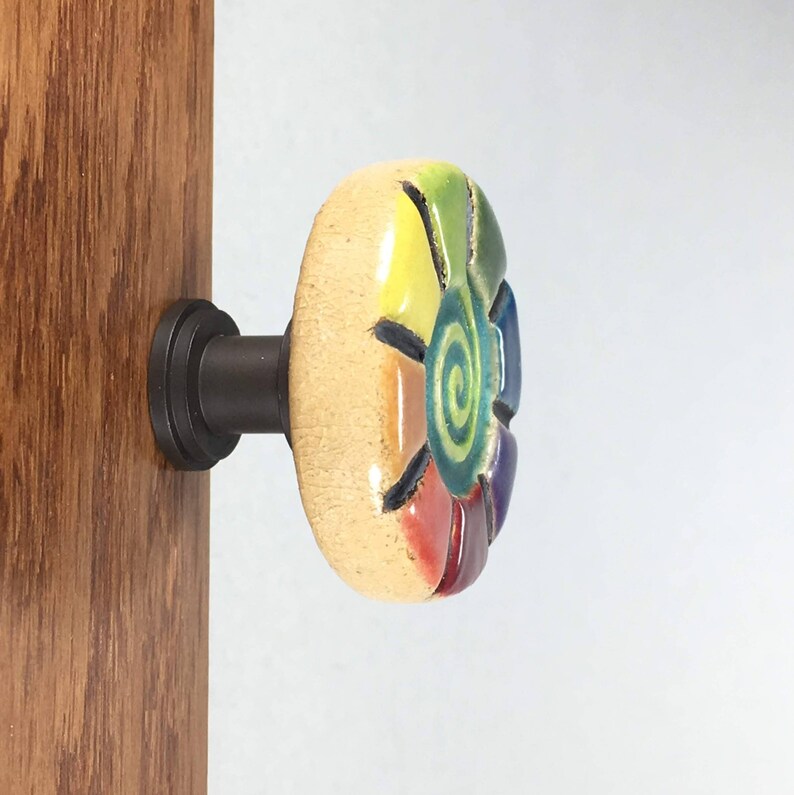 Boho Knob Ceramic Pull Cabinet Hardware Drawer Pull | Etsy
