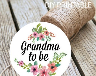 Baby Shower Grandma To Be Instant Download DIY Printable Badge Digital Print At Home Baby Shower Decoration
