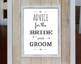 Advice For The BRIDE AND GROOM Digital Download Art Print, Love Quote, Instant Download, Wedding Gift, Guest Book Alternative