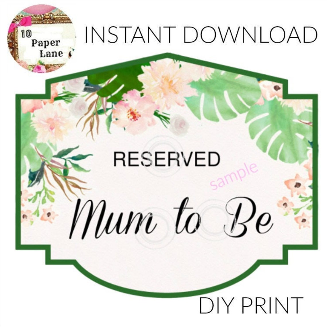 Baby Shower MUM TO BE Chair Sign Instant Download Diy Etsy