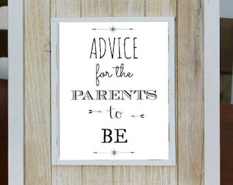 Advice For The PARENTS TO BE Digital Download Art Print, Instant Download, Baby Shower Decoration, Guest Book Alternative, Baby Shower Game