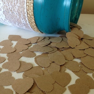 Natuurlijke hart bruiloft confetti- vintage shabby chique rustieke - bruiloft tafel decoratie, tafel verstrooit, baby douche decoratie