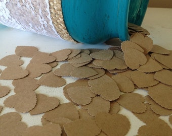 Natural Heart Wedding Confetti- Vintage Shabby Chic Rustic - wedding table decoration, table scatters, baby shower decoration