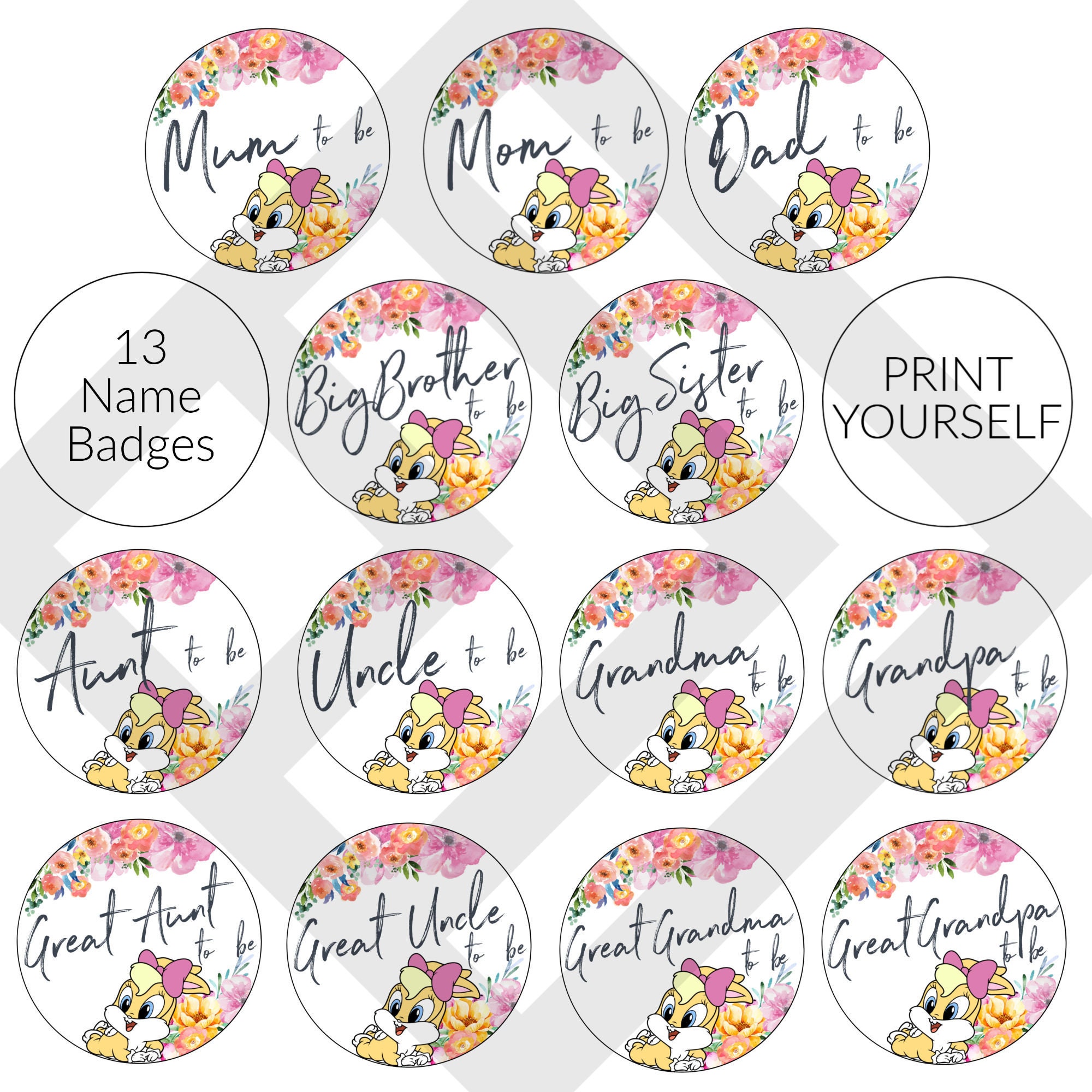 13 DIY Printable Baby Shower Badge Mom To Be Mum To Be Grandma | Etsy