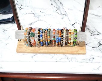 Selenite Bracelet Holder, Crystal Charging Station, Raw Selenite