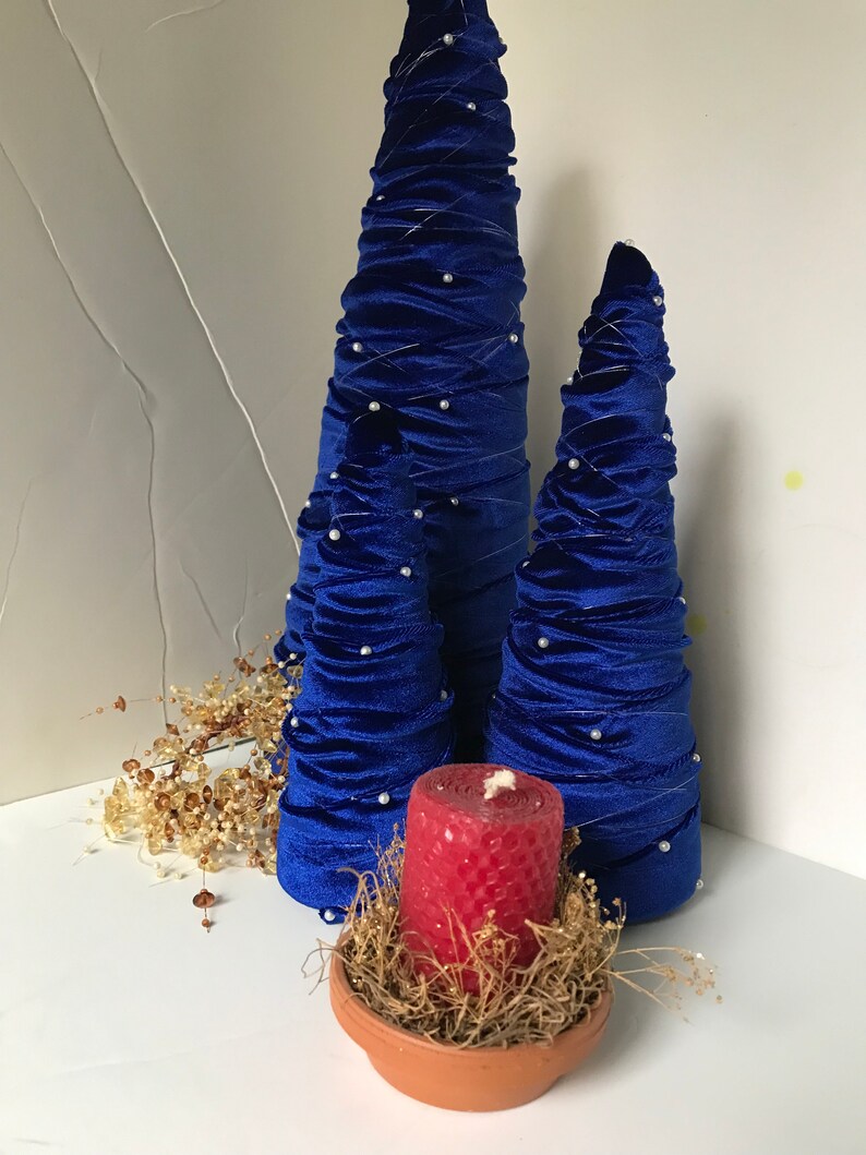 Royal Blue Velvet Christmas Tree, Velvet Christmas, Christmas Decor, Velvet Trees, Blue Velvet Trees, Three Royal Blue Velvet Trees image 8