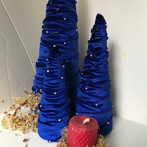 Royal Blue Velvet Christmas Tree, Velvet Christmas, Christmas Decor, Velvet Trees, Blue Velvet Trees, Three Royal Blue Velvet Trees image 9