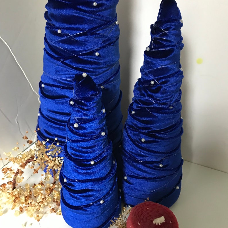 Royal Blue Velvet Christmas Tree, Velvet Christmas, Christmas Decor, Velvet Trees, Blue Velvet Trees, Three Royal Blue Velvet Trees image 3