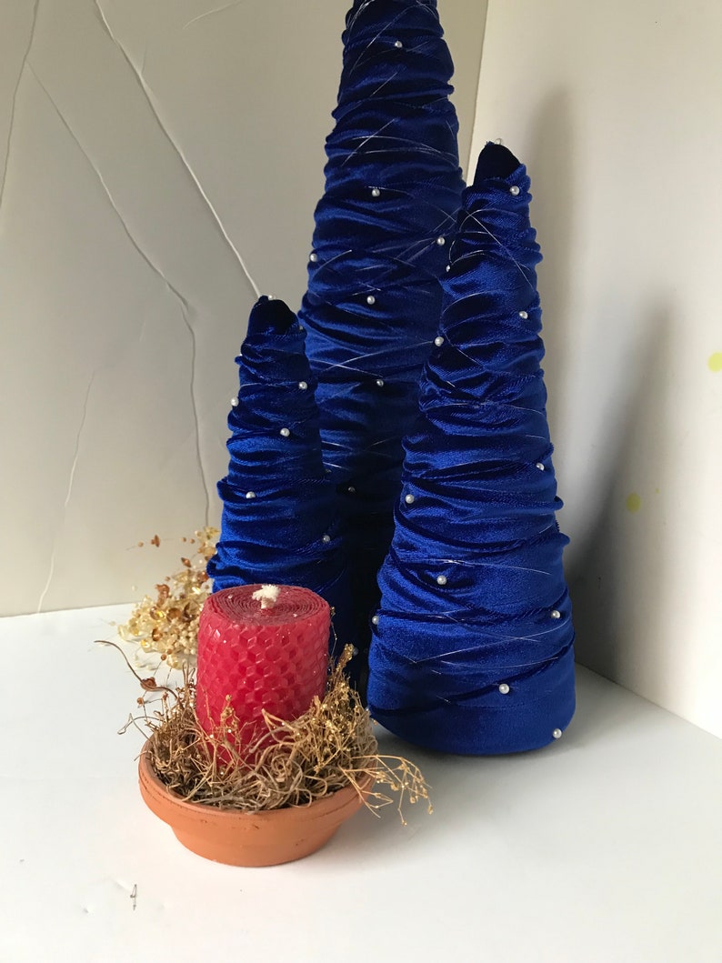 Royal Blue Velvet Christmas Tree, Velvet Christmas, Christmas Decor, Velvet Trees, Blue Velvet Trees, Three Royal Blue Velvet Trees image 7