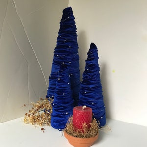 Royal Blue Velvet Christmas Tree, Velvet Christmas, Christmas Decor, Velvet Trees, Blue Velvet Trees, Three Royal Blue Velvet Trees