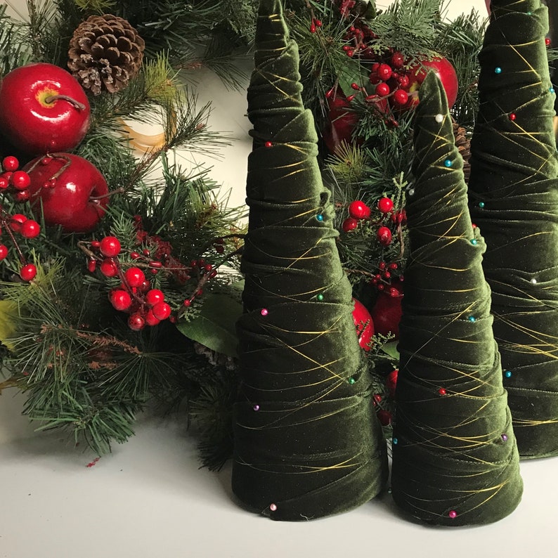 Olive Green Velvet Trees Velvet Trees Plush Velvet Trees Etsy