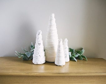 White Velvet Cone Trees: Winter Wonderland Decor