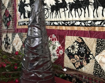 Shiny Silver Cone Tree, Silver Cone Tree, Cone Tree, Gift for Hostess, Christmas Cone Tree, Hanukkah Cone Tree