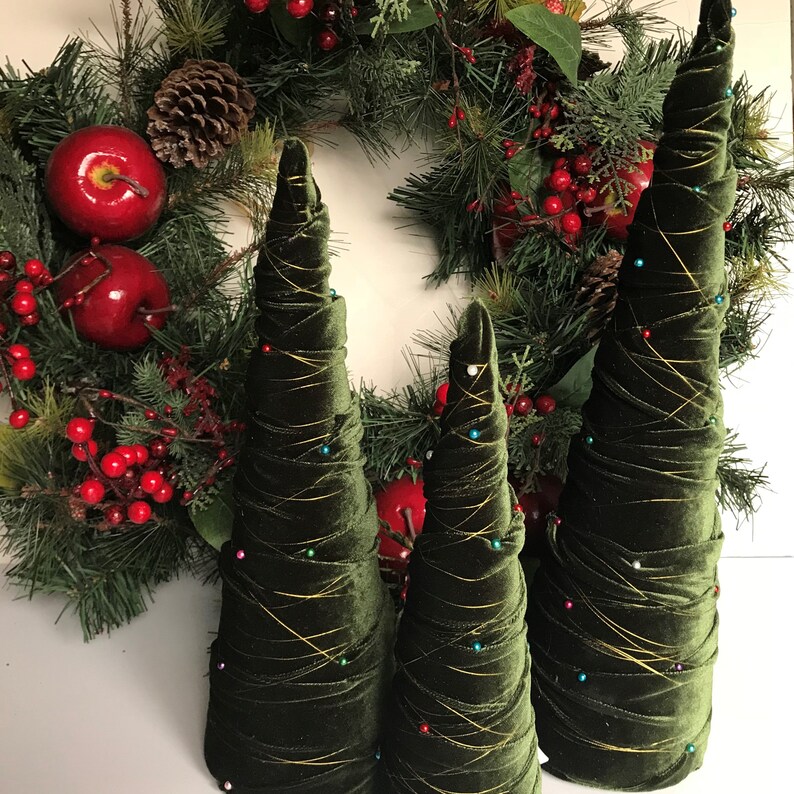 Olive Green Velvet Trees Velvet Trees Plush Velvet Trees Etsy