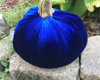Royal Blue Velvet Pumpkin, Blue Pumpkin, Velvet Pumpkins, Farmhouse decor, Mid Century Modern Decor