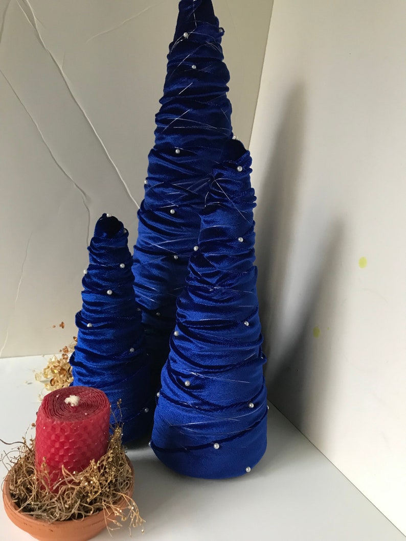 Royal Blue Velvet Christmas Tree, Velvet Christmas, Christmas Decor, Velvet Trees, Blue Velvet Trees, Three Royal Blue Velvet Trees image 10