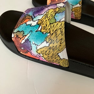 Women&#39;s Cushioned Slides: Faux Leather Upper, Summer Pool Shoes