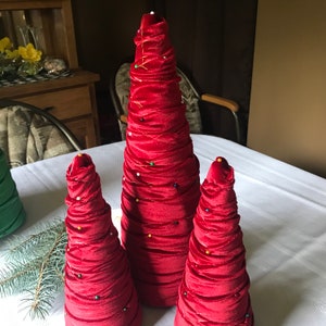 Deep Red Velvet Cone Trees, Cone Trees, Velvet Trees, Christmas Velvet ...