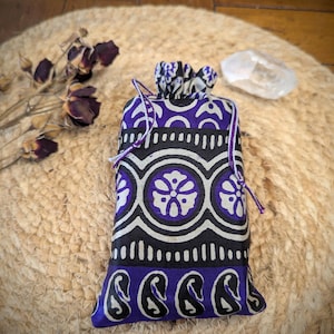 Tarot Bag Purple and Black Vintage Silk Tarot Bag Drawstring Pouch REGULAR TAROT SIZE