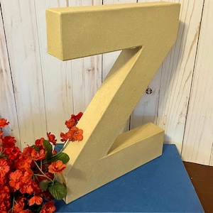Twelve Inch Letter Z ~ Unfinished Paper Mache Letter~ Twelve Inch Letter ~ Craft Letter ~ Sturdy Paper Mache ~ Free Standing Letter ~ Crafts