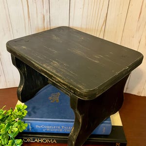Wooden Stool in Soft Black ~ Choose your Color ~ Cottage Step Stool ~ Vintage Inspired Wooden Stool ~ Shabby Plant Stand ~ Distressed Stool