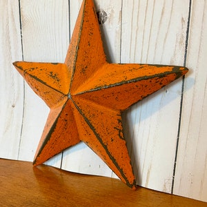 Vintage Inspire Cast Iron Star in Burnt Orange ~ Distressed Metal Star ~ Hanging Star ~ Stars and Stripes ~ Patio Star ~ Heavy Star
