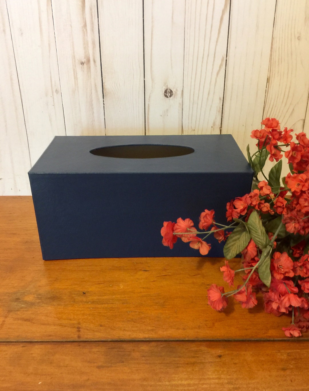 Tissue Box in Navy Blue Rectangular Tissue Box Holder Paper Mache Bold