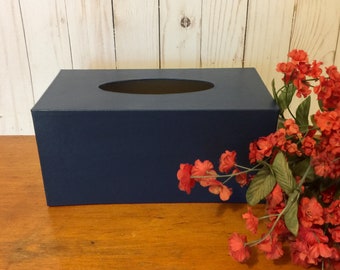 Tissue Box in Navy Blue ~ Rectangular Tissue Box Holder ~ Paper Mache ~ Bold Blue ~ Large Box ~ bedroom ~ Choose your Color
