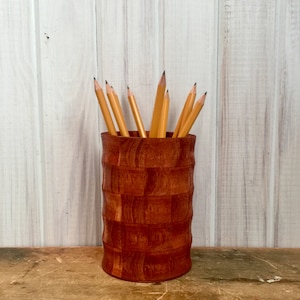 Multi-toned Pencil/Pen Holder ~ Wooden Pencil Holder ~ Stained Pencil Holder ~ Stained with Clear Coat ~ Desk and Office Storage