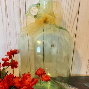 Vintage One Gallon Duraglas Glass Bottle ~ Clear Glass Jug ~ Green Tinted Glass ~ Vintage Glass Vase ~ Large Glass Jug ~ Green Bottle