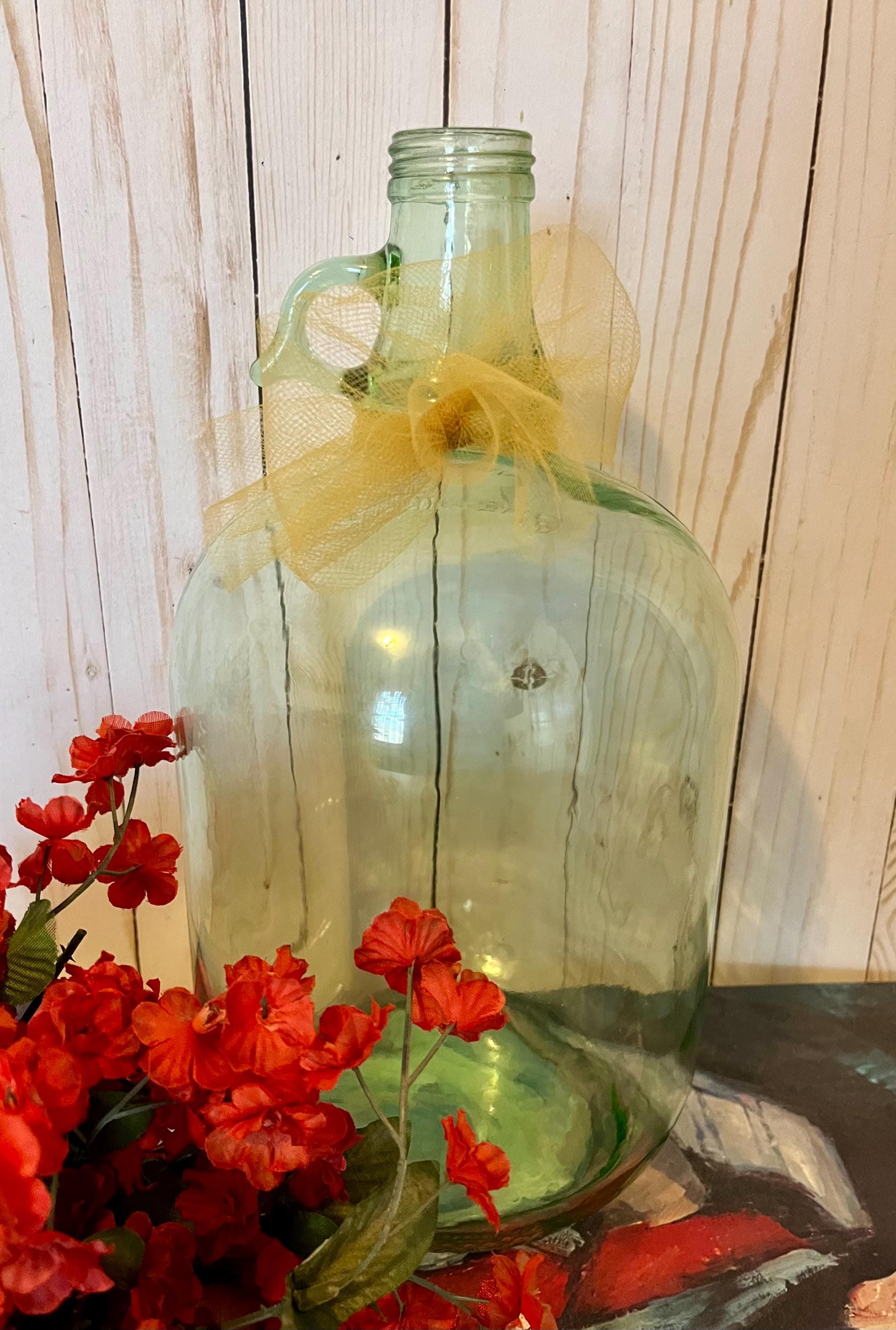 Vintage One Gallon Duraglas Glass Bottle ~ Clear Glass Jug ~ Green Tinted Glass ~ Vintage Glass Vase ~ Large Glass Jug ~ Green Bottle