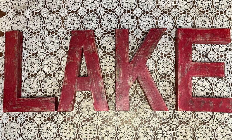 LAKE ~ Lakehouse ~ Choose Any Four Letters ~ 16 Inches Tall ~ Fire ...