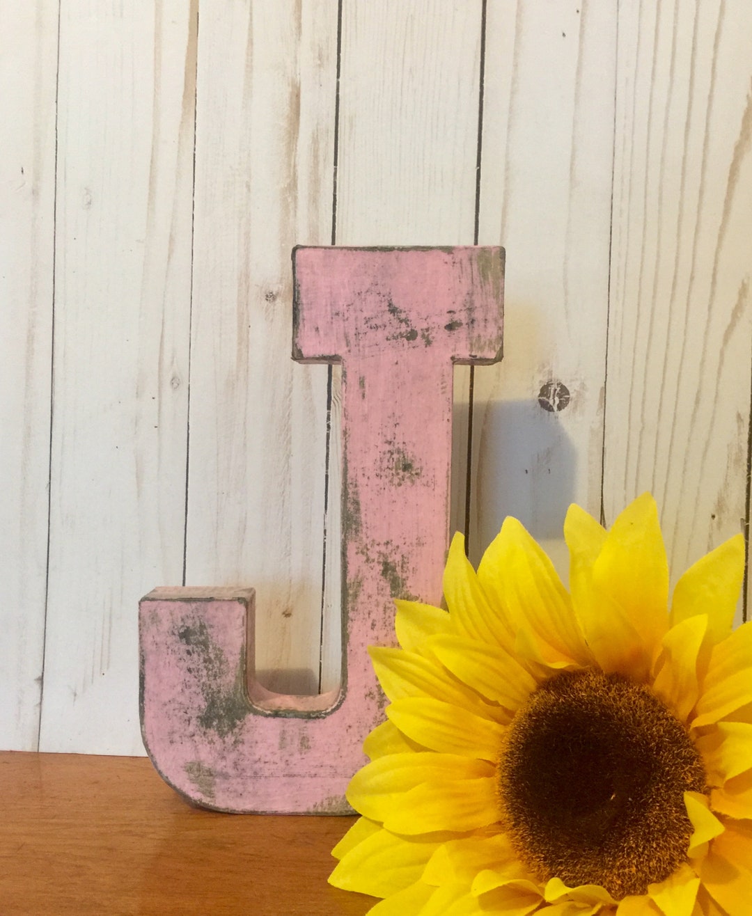 8 Inch Letter Letter J in Baby Pink Sturdy Paper Mache Letter Wooden