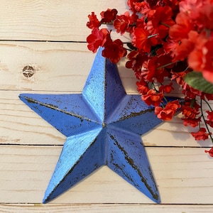 Vintage Inspired Star in Cornflower Blue ~ Iron Star ~ Stars and Stripes ~ Metal Star ~ Shabby Chic ~ Wall Decor ~ America ~ Pick your color