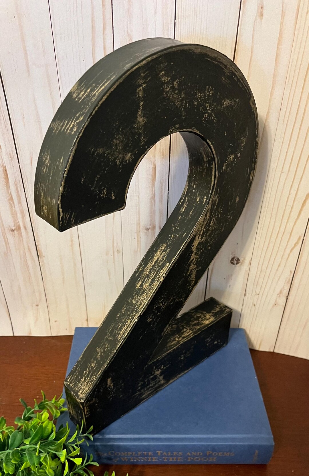 16 Inch Number 2 in Soft Black ~ Distressed Letter R ~ Large Number 2 ...
