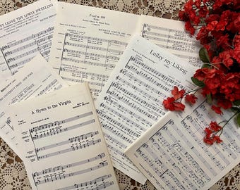 Vintage Choral Music ~ Christmas Choir Music ~ Musical ~ Old Sheet Music~Choir Teacher~Scrapbooking~Ephemeral~Holiday Music ~ Six Pieces