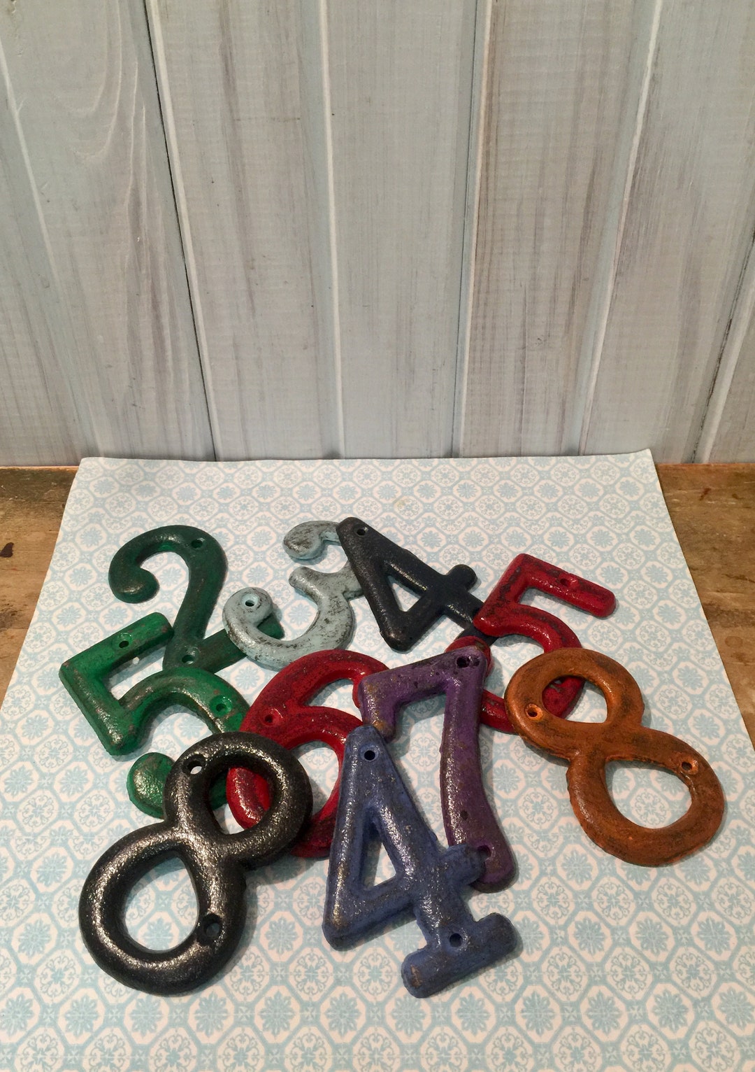 Vintage Inspired Cast Iron Numbers Metal House Numbers Painted Metal