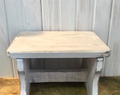 Distressed Wooden Stool White Wooden Stool Cottage Step Stool Vintage Inspired Wooden Stool Shabby Plant Stand